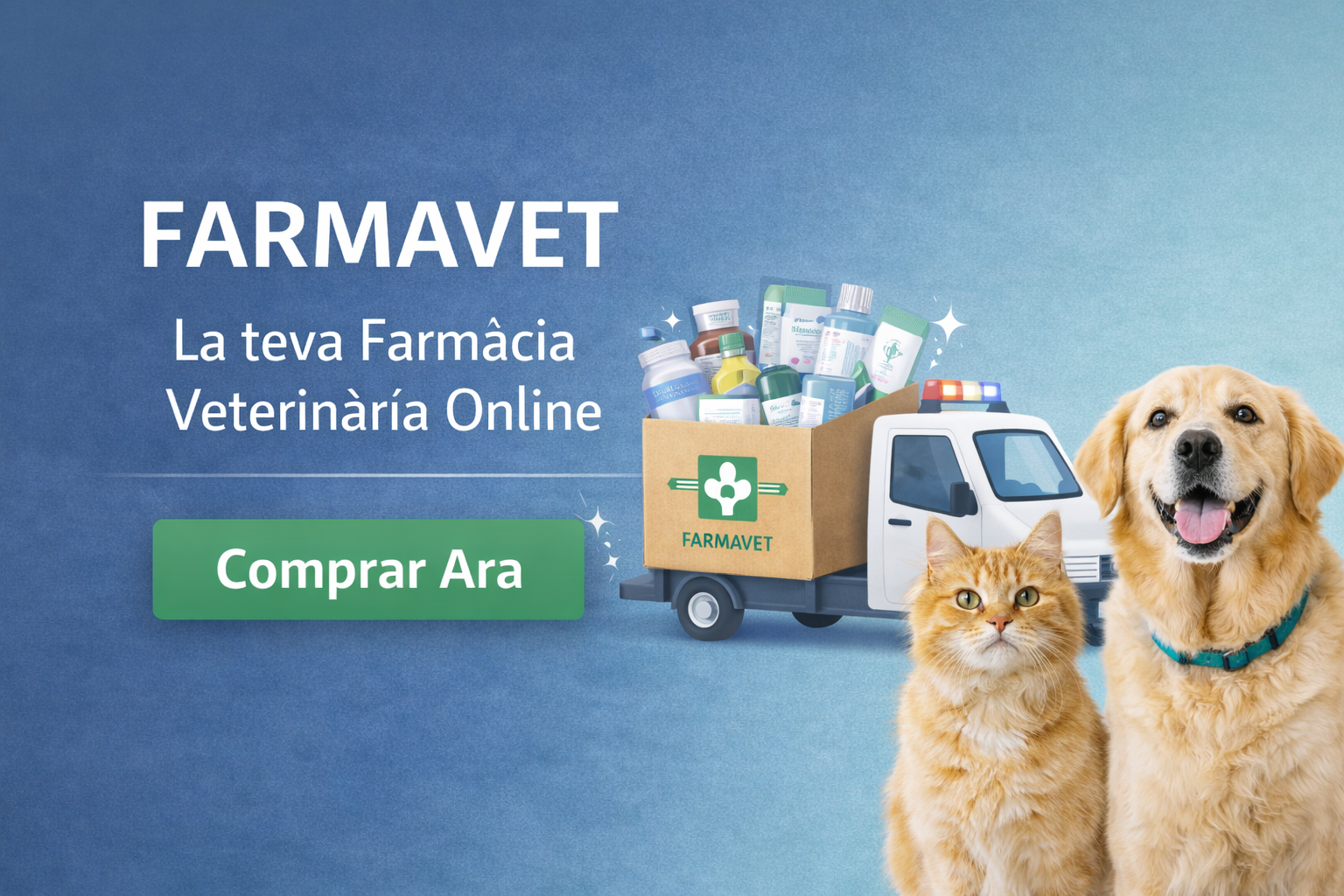 Banner de Farmavet amb producte i context de compra online